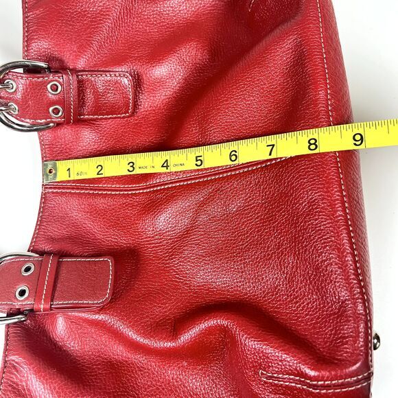 Tignanello Perfect 10 French Bag Lipstick Red Leather Double Handle Satchel - Picture 8 of 11